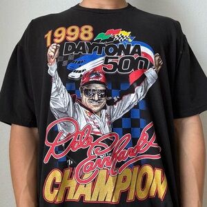 Vintage 1999 Dale Earnhardt Champion Nascar AOP Graphics Black Tee Shirt